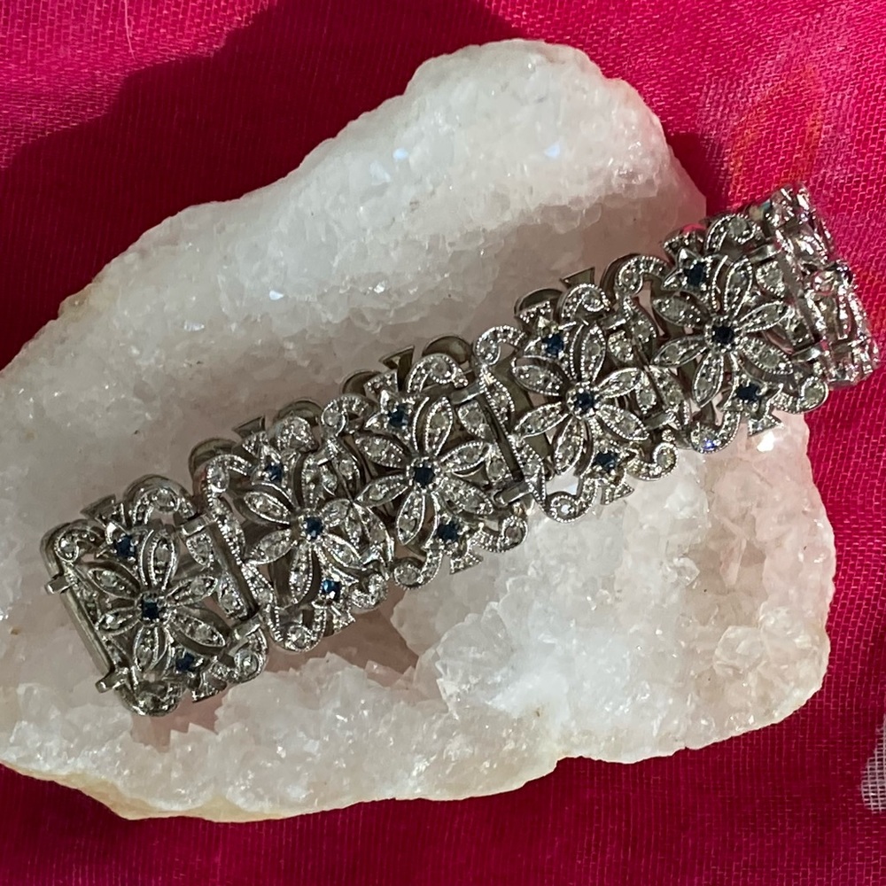 Beautiful Sapphire and Cubic Zirconia bracelet. No missing gems!